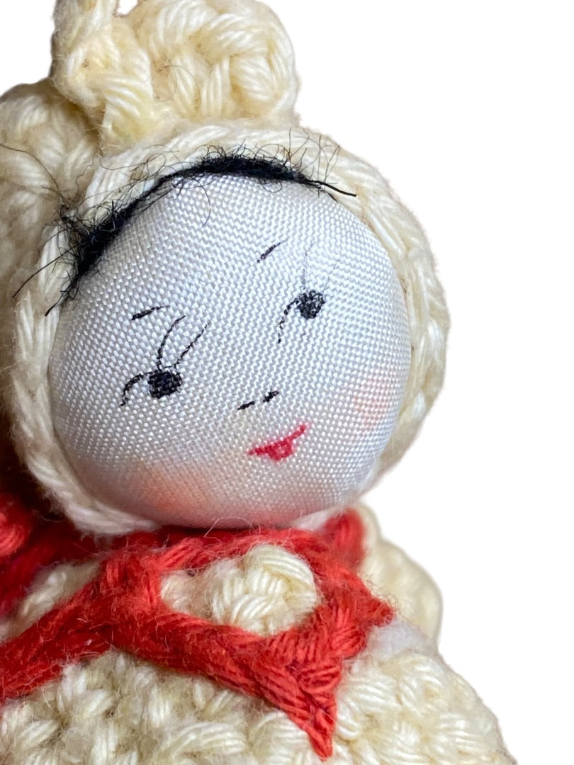 Vintage Amigurumi Japanese Crochet Crawling Baby Doll 2.5" Silk