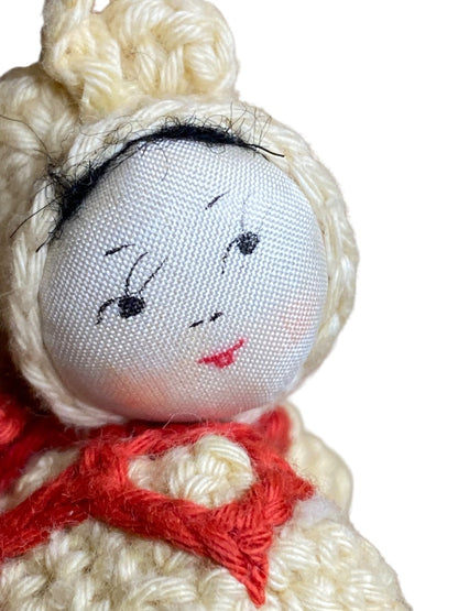 Vintage Amigurumi Japanese Crochet Crawling Baby Doll 2.5" Silk