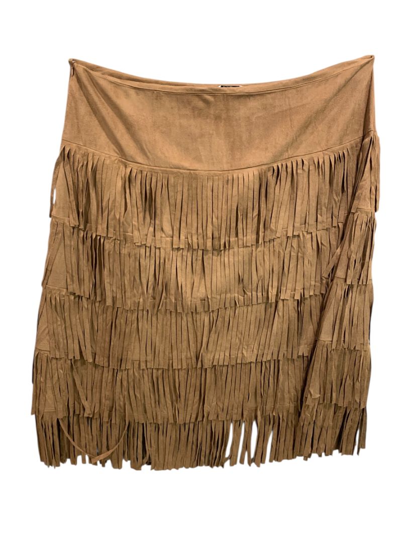 Size 3X Back in the Saddle Brown Fringed Midi Skirt Faux Suede Western