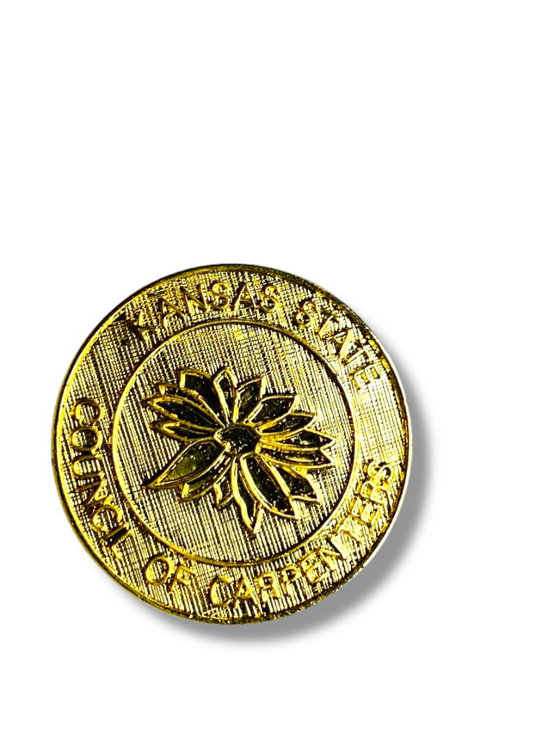Vintage Kansas State Lapel Pin Council of Carpenters Goldtone 1"