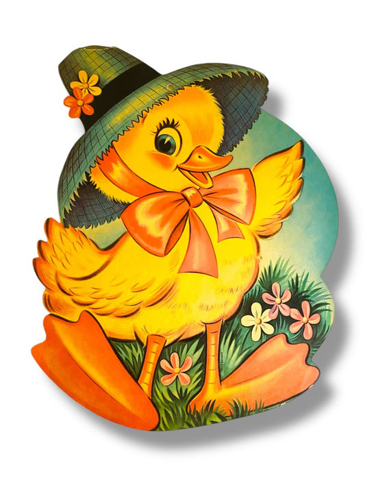 Vintage Dennison Spring Baby Duck 17" Diecut Cute Easter Paperboard Decor
