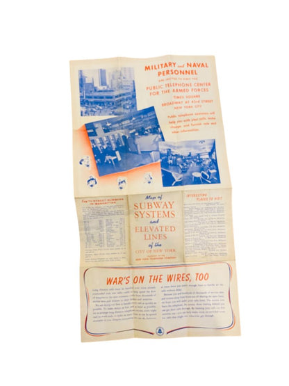 1950s Map of New York City Subway & Elevated Lines Bell System NY Telephone CO