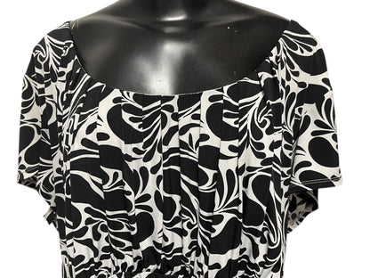 28W Merona Shore Sleeve Top Lined Long Dress Black & White