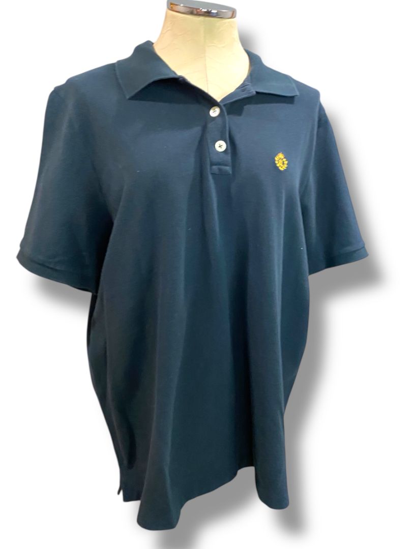 Size 1X Lauren Ralph Lauren Womens Navy Blue Polo Shirt Cotton