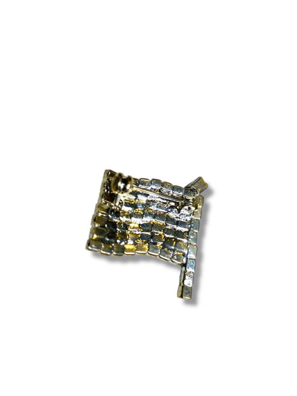 Vintage Rhinestone American Flag Brooch Pin Red White Blue 1.25"