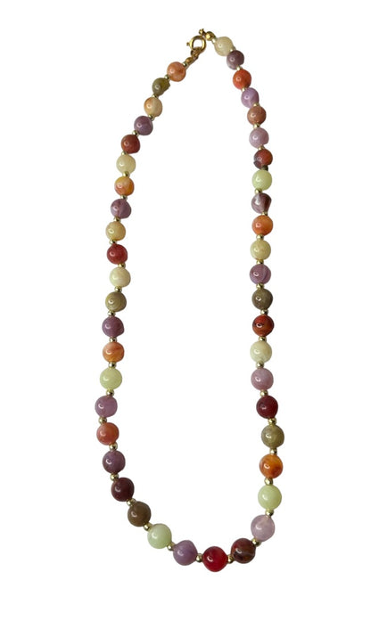 Acrylic Beaded 18" Necklace Multicolor Goldtone Spacers Lightweight