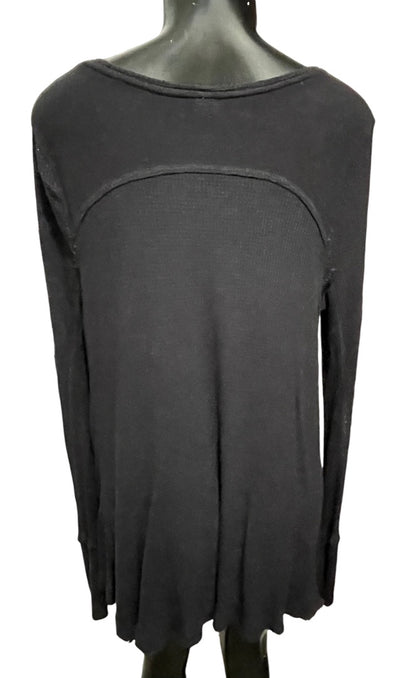 XS We The Free Waffle Knit Long Sleeve Oversize Womens Top Black
