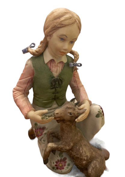 1977 Capodimonte Sandro Maggioni Girl Feeding Goat Figurine 6.5"