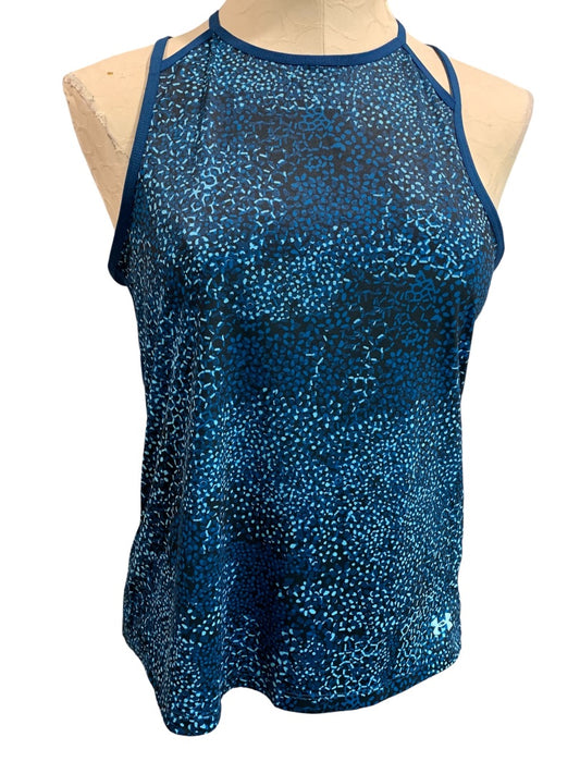 Medium Under Armour Womens Blue Pattern Tank Top Activewear Loose Fit Racerback