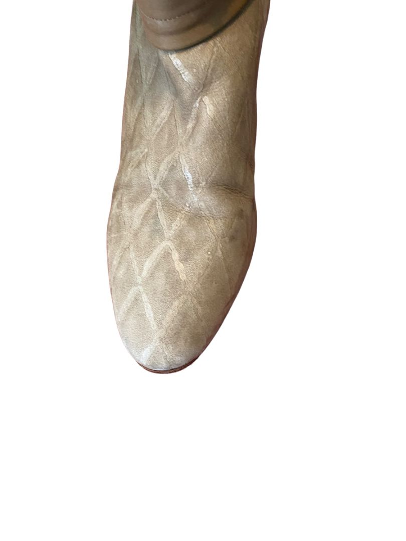 7.5 Cesare Piccini Tan Rustic Diamond Pattern Almond Toe Boots Leather