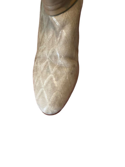 7.5 Cesare Piccini Tan Rustic Diamond Pattern Almond Toe Boots Leather
