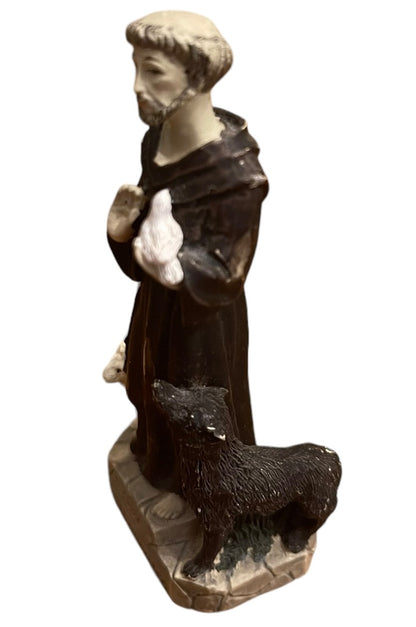 Saint Francis of Assisi 4" Figurine  Dog Sheep Bird Resin S. Francesco