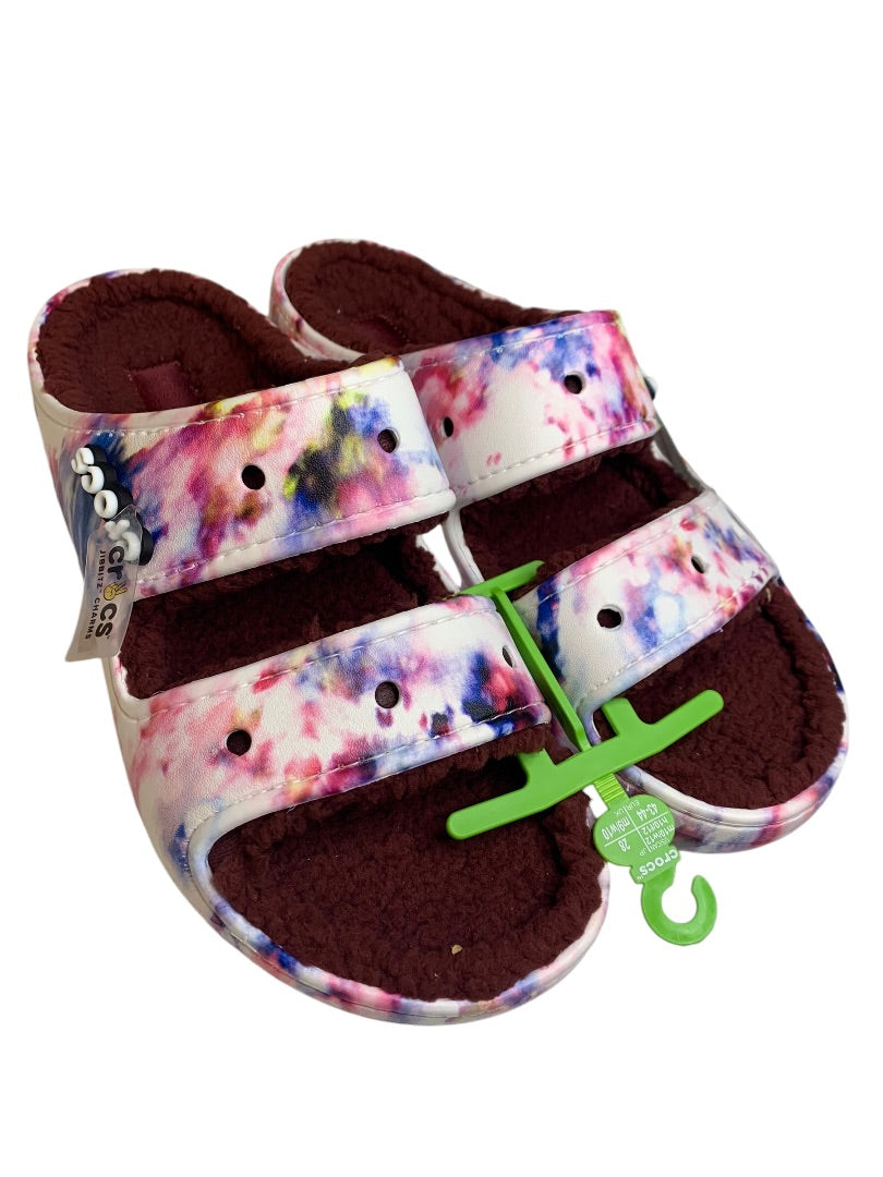 Crocs New Classic Cozy Tie Dye Sandal Mens Size 10 Womens 12 Garnet Fleece