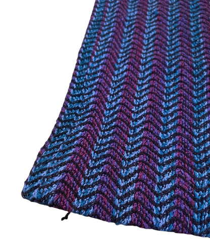 Size 8 Vintage 1980s  Midi Skirt Pull On Wool Blend Black Purple Blue