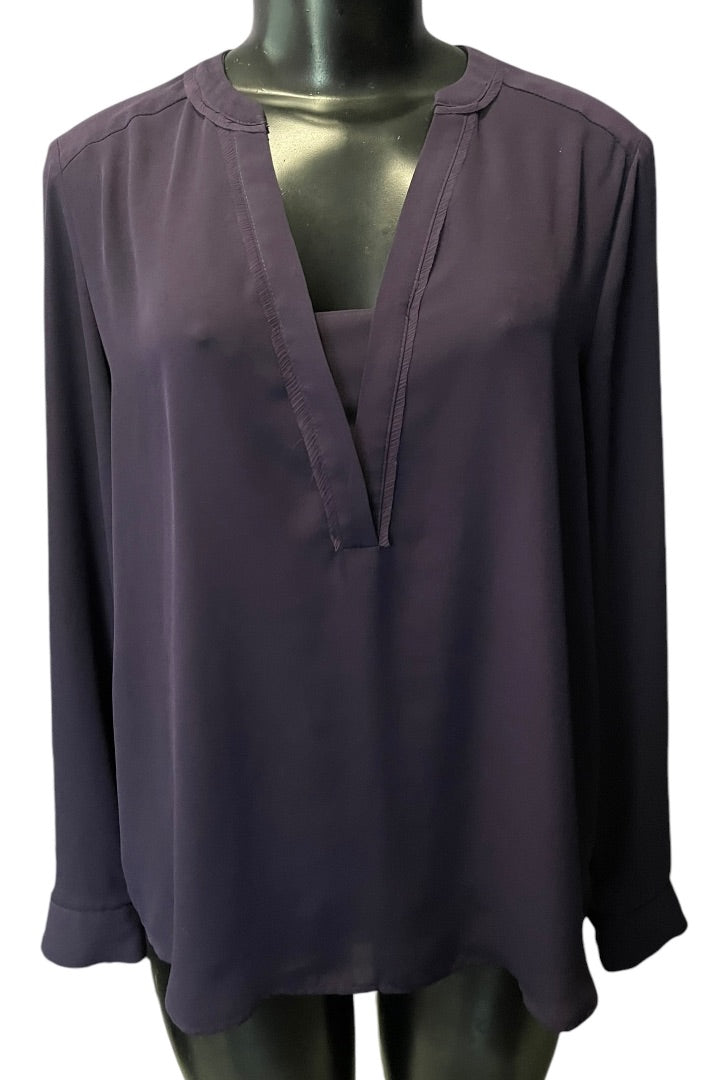 Small Simply Vera Wang Womens Popover Blouse Shirt Purple V-Neck