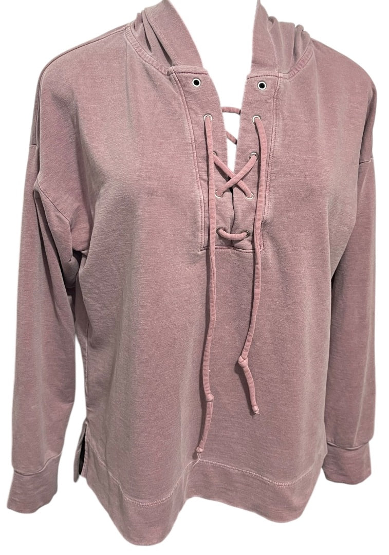 Medium Sundry Womens Mauve Hooded Shirt Coastal Chic