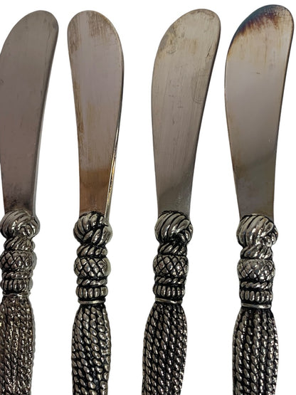 Elegance 4 Piece Hors D'oeuvres Spreader Knife Braided Tassel Handle