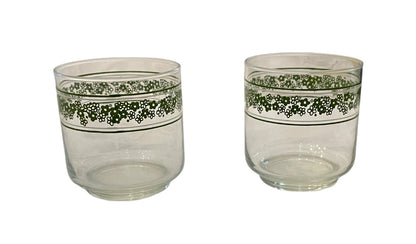 Set of 2 Corning Libbey Crazy Daisy 10 ounce Glass Short Drinking 3 Inches