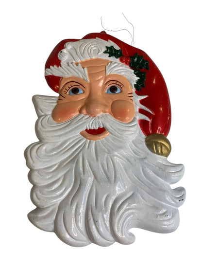 Plastic Santa Hanging Wall Decor Winter Retro 11.5 Inches