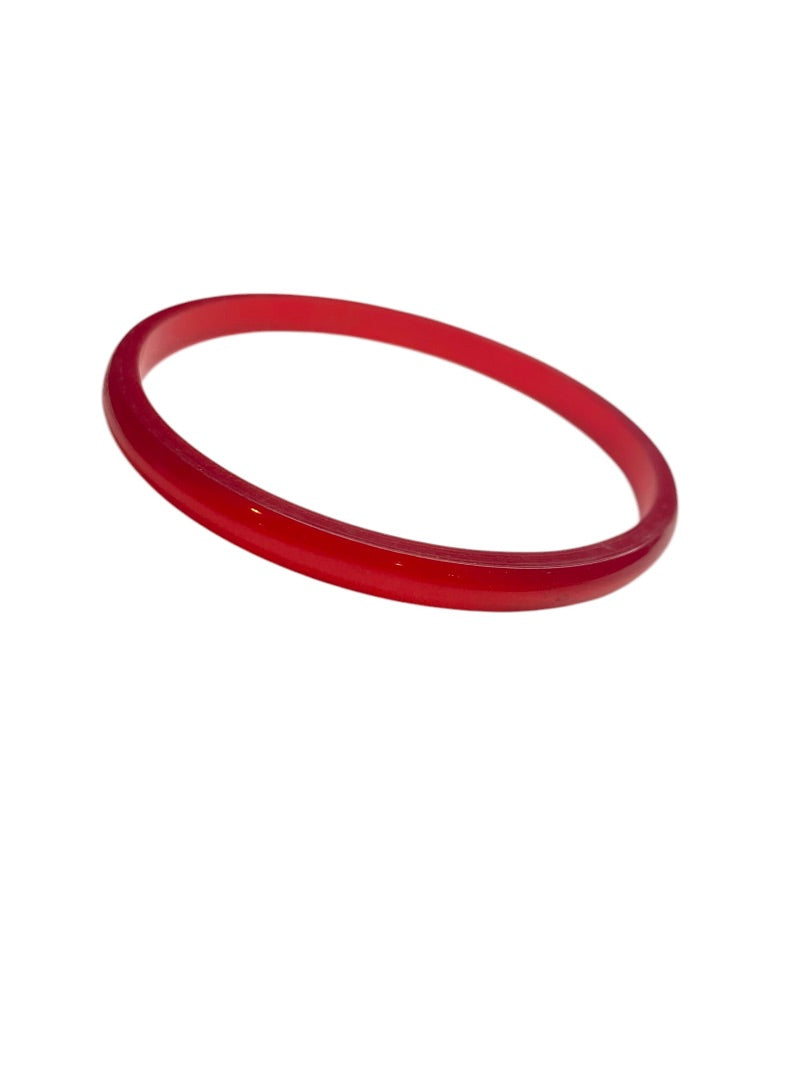 Vintage Red Acrylic Bangle Bracelet 2.6" Thin .2"