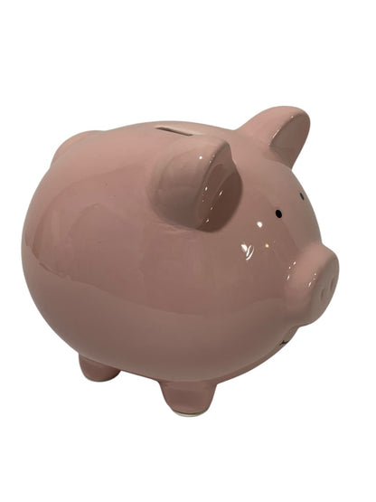 Traditional Ceramic Piggy Bank Pink 6 x 7.5 Inches Removable Stopper