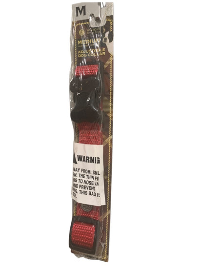 Medium American Kennel Club Adjustable Dog Collar Red AKC16 New