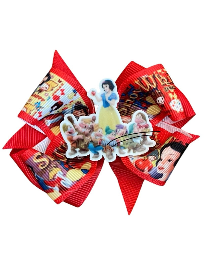 Set of 3 Princess Hair Clips Bows Beauty Frozen Snow White 3 Inch