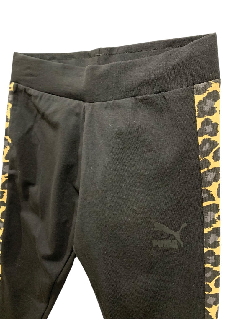 XS Puma Womens New Wild Pack T7 Leggings Black Cotton Blend