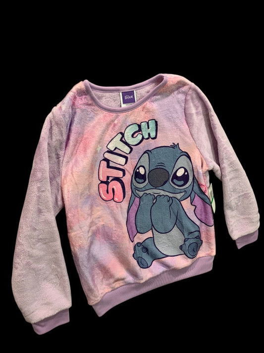 Large Disney Stitch Girls New Pullover Plush Long Sleeve Shirt Soft