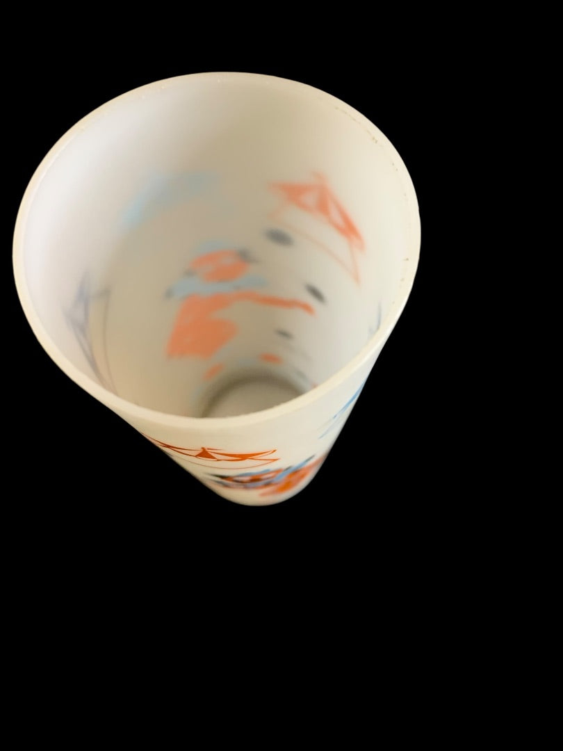 MidCentury Plastic Drinking Glass Clown Circus Theme 7 Inch