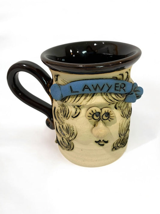 Bradford Pottery Face Ugly Mug Lawyer Female Signed