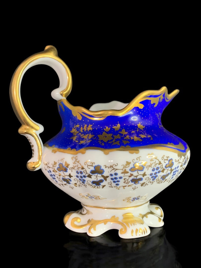 1980s Frankin Mint Fine Porcelain Creamer Collection Blue Gold 4 Inch