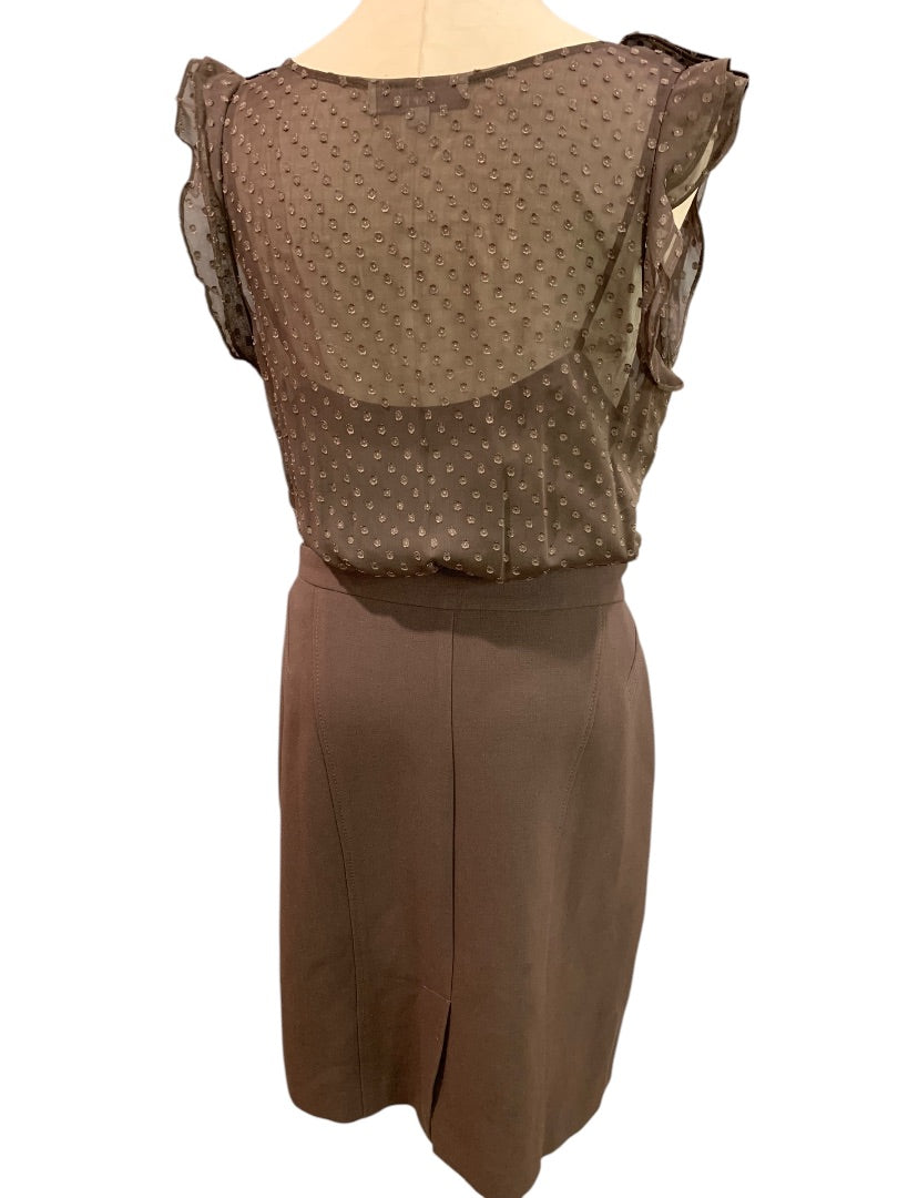 Size 12 Ann Taylor LOFT Dress Brown Sleeveless Blouse Bodice