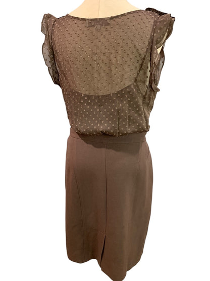 Size 12 Ann Taylor LOFT Dress Brown Sleeveless Blouse Bodice