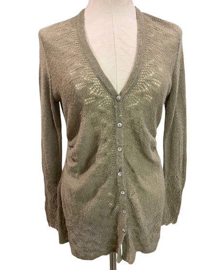 Medium Rosie Neira Womens Cardigan Sweater Gray Green Mohair Wool