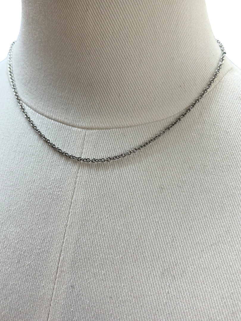 Silvertone Chain Necklace 16.5" plus 1.5" Extender Lobster Clasp