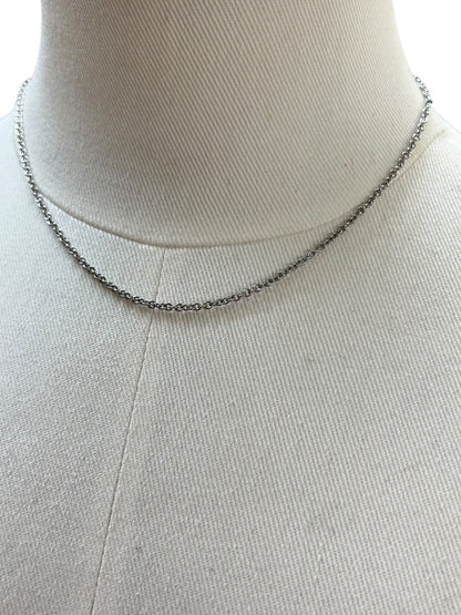 Silvertone Chain Necklace 16.5" plus 1.5" Extender Lobster Clasp