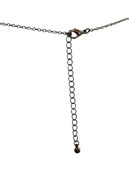 Silvertone Faux Marble Pendant Necklace 32-35 Inch Reversible Black White