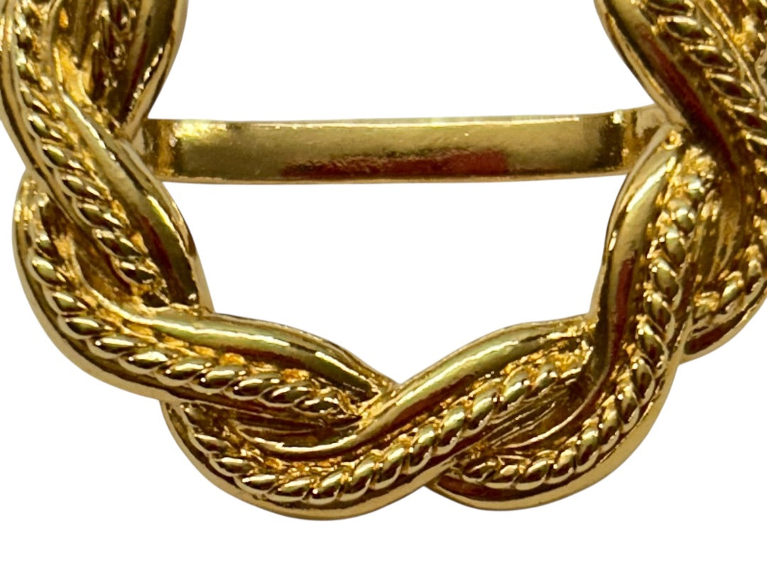 Goldtone Scarf Ring Clip Briaded Design Round 1.3 Inch Diameter