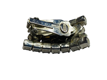 Signed Weiss Rhinestone Earrings Non-Pierced Clip On 1.25 Inch Drop Vintage