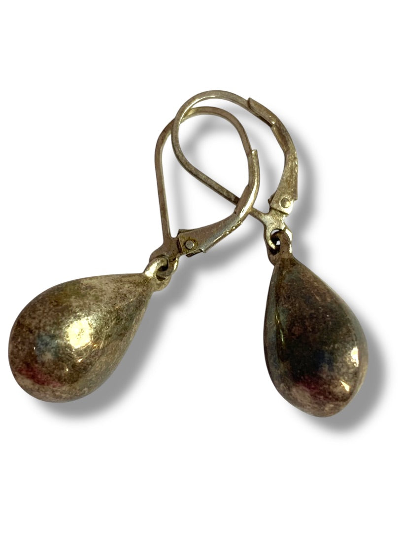 Sterling Silver 925 Pierced Leverback Earrings Teardrop 1.25 Inch Drop