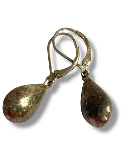 Sterling Silver 925 Pierced Leverback Earrings Teardrop 1.25 Inch Drop