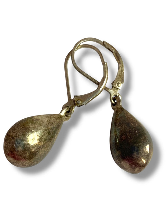 Sterling Silver 925 Pierced Leverback Earrings Teardrop 1.25 Inch Drop