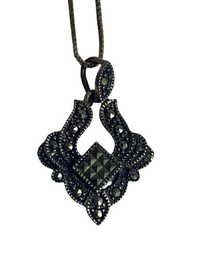 Vintage Pendant Necklace Sterling Silver 925 Art Deco Style 18 Inch