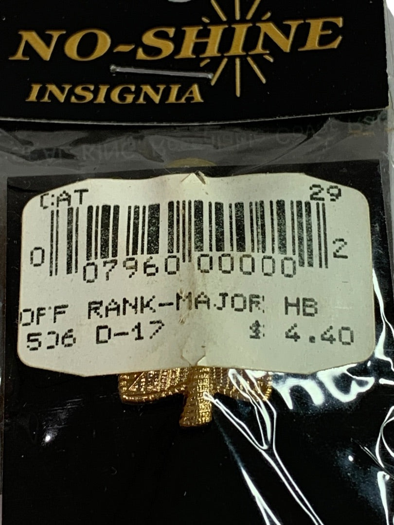 No-Shine Insignia Off Rank Major Goldtone Pin Set New Sealed