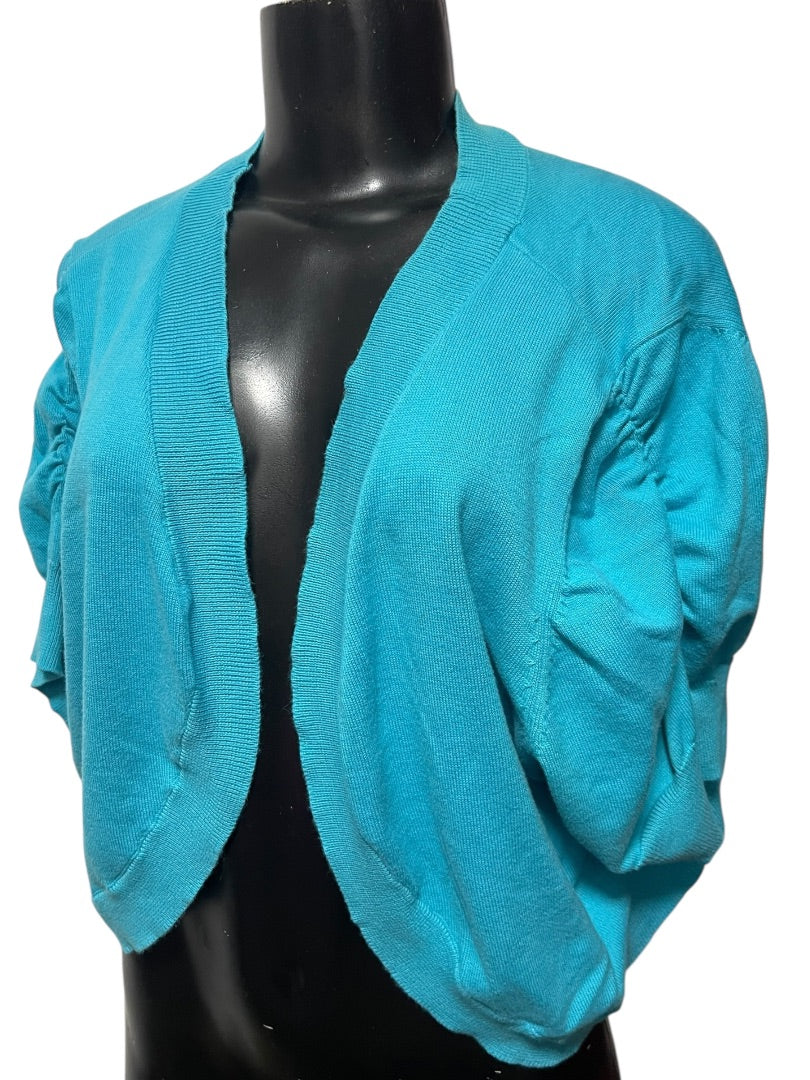 Size 22/24 Lane Bryant Womens Turquoise Crop Cardigan Sweater