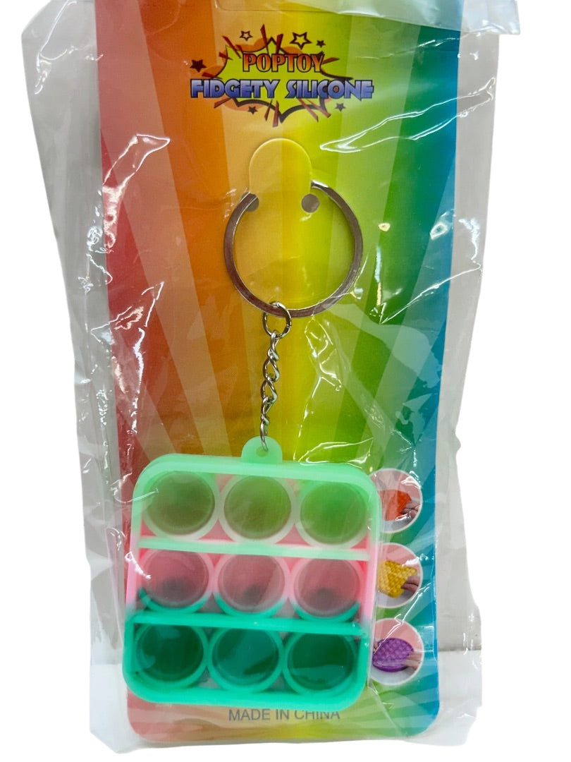 New PopToy Fidgety Silicone Green Pink Keyring Key Chain