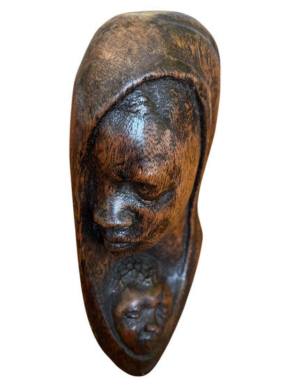Wooden Carved Madonna and Child NZAU 7" x 4" x 2"