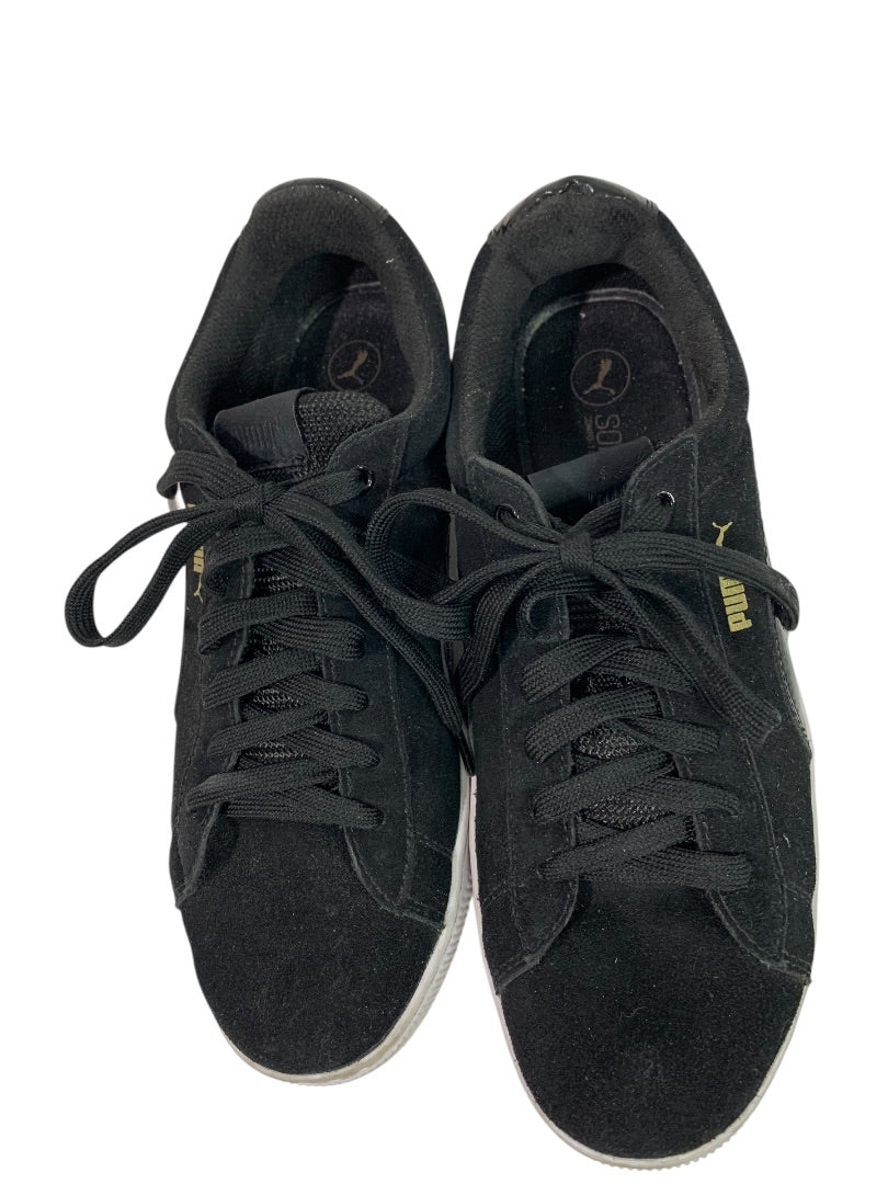 Size 9.5 Puma Black Suede Platform Vikky Sneaker Womens