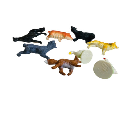 Lot of 8 Plastic Miniature Animals Hog Goose Duck Bear Fox Dog